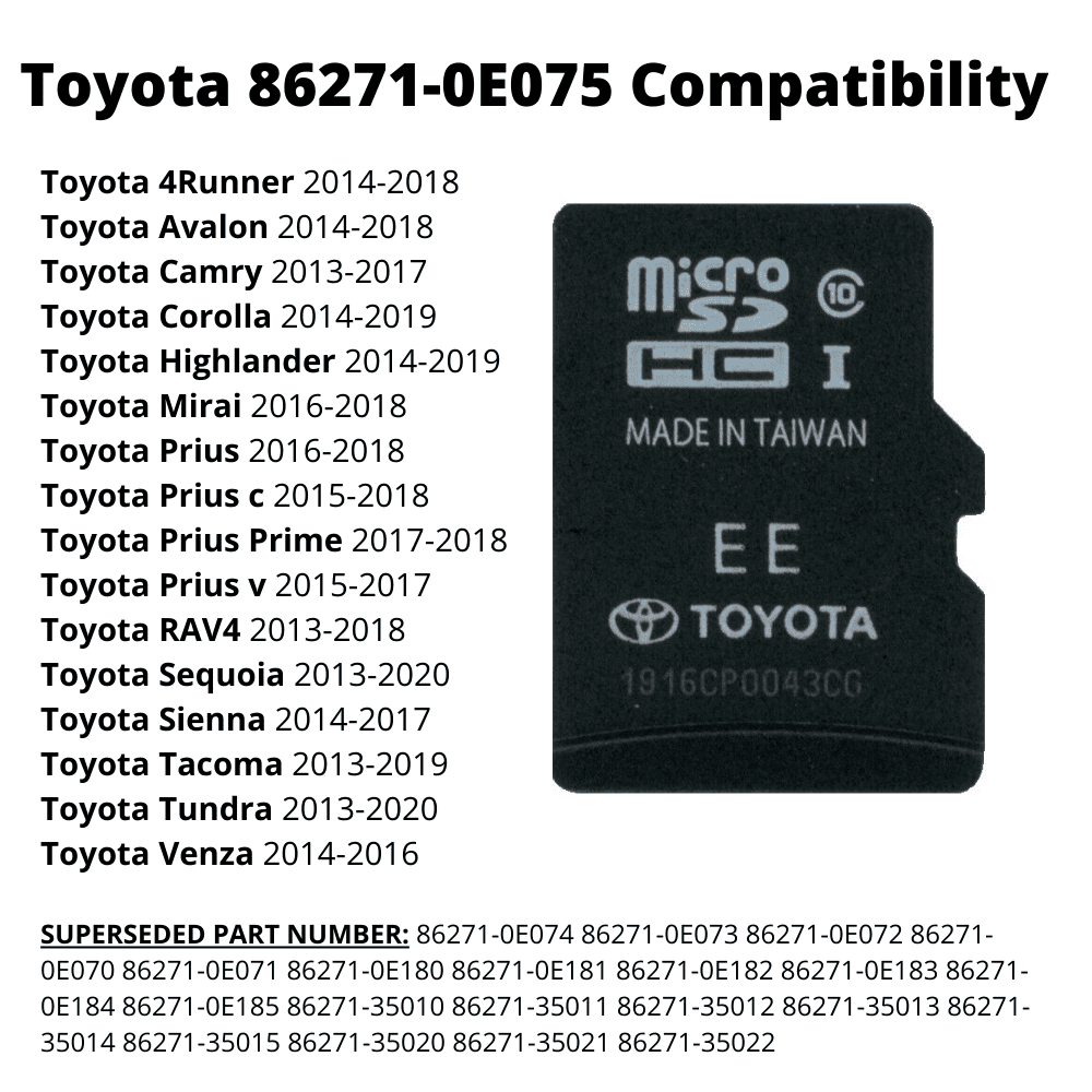 TOYOTA 86271-0E075 Latest GPS Navigation Micro SD Card Update